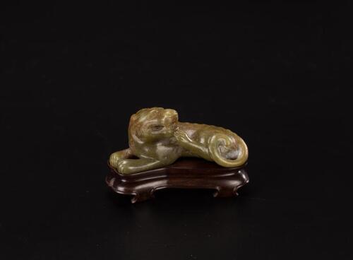 Antique-A Yellowish Green Jade Beast