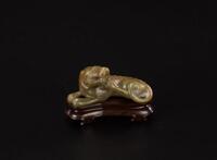 Antique-A Yellowish Green Jade Beast