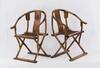 A Pair Of Huanghuali and Mix Wood Folding Horseshoe Back Arm Chair - 7