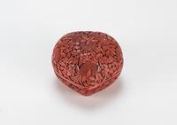 Qing-A Red Cinnerbar Lacquer Peach Shape Box And Cover
