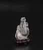 A Clear Crystal Carved Mandrain Duck Vase With Cover And Wood Stand - 7