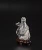 A Clear Crystal Carved Mandrain Duck Vase With Cover And Wood Stand - 9