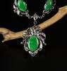 A Set Of Jadeite Braclets, Earring And Necklace Mounted With 18K White Gold - 3