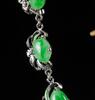 A Set Of Jadeite Braclets, Earring And Necklace Mounted With 18K White Gold - 4