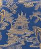 Anonymous-A Gilt Ink Blue Ground Landscrpe Palace Sence in Silk,Hanging Scroll, - 5