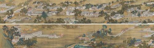 Attributed To Shen Yuan(1736-1795) Ink And Color On Silk,Handscroll, Signed And Seals