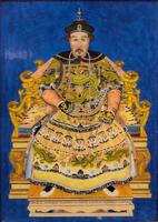 A Pair Of Reverse Glass Painting Of Emperor Qianlong And Queen