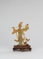 Early 20th Century-An Agate Carved Lady And Plum Tree
