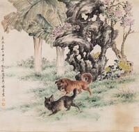 Kong Xiaoyu(1899-1984) Ink And Color On Paper,Hanging Scroll, in Year 1940, Signed And Seals