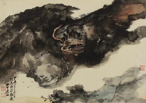 Zhang Daqian(1899-1983) Ink And Color On Paper,Framed, Signed And Seals