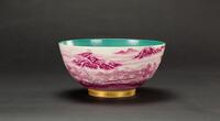 A Roug Glazed_Landscrape_ Bowl_Da Qing Qainlong Nian Zhi_ Mark