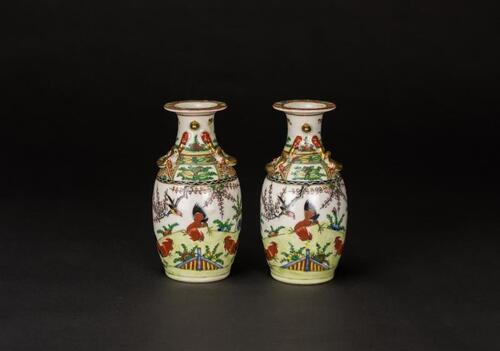 Early 20th Century-A Cantoon Glazed Pair of Vase