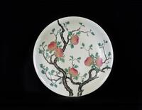 19th Century-A Large Famille-Glazed Nine Peach Plate