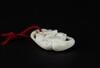 Late Qing-A White Coral Carved Two Fox Pendant - 3