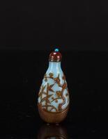 Qing -A Red and Brown overlay Blue Glass Snuff Bottle