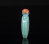 Qing- A Turquoise Color Glass Snuff Bottle Painted ‘Lotus’ - 3