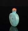 Qing- A Turquoise Color Glass Snuff Bottle Painted ‘Lotus’ - 4