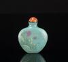 Qing- A Turquoise Color Glass Snuff Bottle Painted ‘Lotus’ - 5