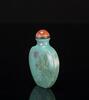 Qing- A Turquoise Color Glass Snuff Bottle Painted ‘Lotus’ - 7