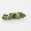 Qing- A Green Spinach Jade Belt-Buckle with Woodstand - 8