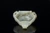 Qing-A White Jade Carved Rhombic Shape'Dragon' Washer