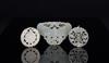Late Qing/Republic-A Group Of Three White Jade Carved Butterfly,Fu Shou, Pendants