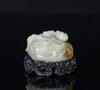 Qing-A White Jade Carved 'Chilung And Wave' With Wood Stand - 2
