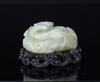 Qing-A White Jade Carved 'Chilung And Wave' With Wood Stand - 3