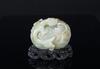 Qing-A White Jade Carved 'Chilung And Wave' With Wood Stand - 6