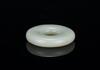 Qing - A White Jade Disc Engraved Longevity Character - 3