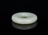 Qing - A White Jade Disc Engraved Longevity Character - 4