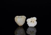 Qing-A Two White Jade Carved ‘ Bat and Peach’ Pendant