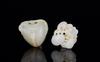 Qing-A Two White Jade Carved ‘ Bat and Peach’ Pendant - 2