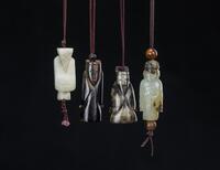 Antique-A Group Of Four Jade Man