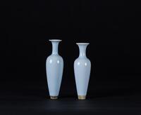 Qing-A Two Clair-De-Lune Glazed Vase,both with Kangxi Nian Zhi Mark