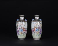 Late Qing/Republic-A Famille-Glazed ‘Figurs’ Double Handle Vase