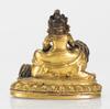 Qing - A Gilt- Bronze Figure of Jambhala And Riual Bell, Inside the Bell Has Character Mark - 7