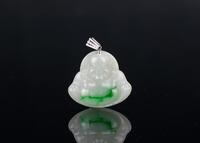 A Green Jadeite Maitreya Pendant