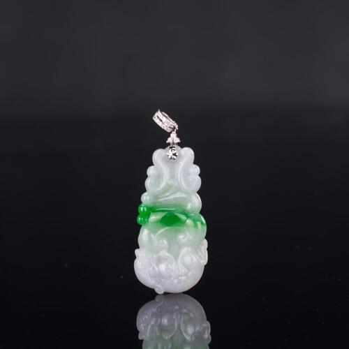 Light Lavender Green Jadeite Carved Ruyi Pendant