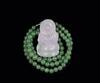 A Lavendar Jadeite Guanyin And Apple Green Jadeite Beads Necklace (2 Pices) - 2