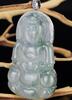 A Icy like Translucant Jadeite Guanyin Pendant Mounted in 18K Gold and Diamonds - 4