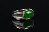 Fine translucent jadeite jade diamond men’s ring - 2