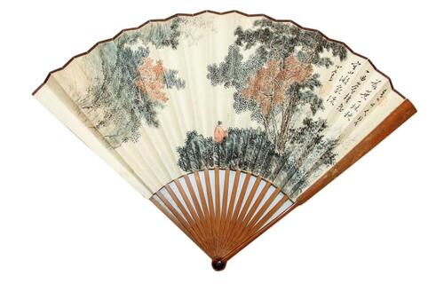 Pu Ru(1896-1963)Fan Painting Zhang Qin(1861-1949)Calligraphy,