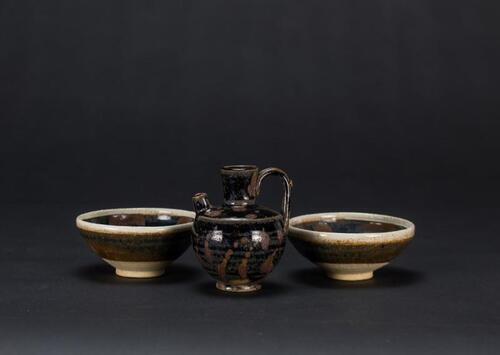 A Jiayao Oil-Spot Tea Bowl And Pot