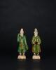 Tang-A Pair Of Green and Yellowish Glazed Ceramic Figure