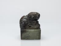 Qing-A Spinach Jade Seal ,Carved ‘Ping Xi Jiangjun’