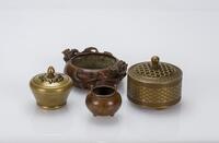 Late Qing /Republic- A Group Of Four Bronze Censer,with Marks
