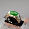 Fine translucent jadeite jade diamond men’s ring - 5