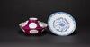 A Ruby-Red Ground Bowl And Blue And White Plate - 4