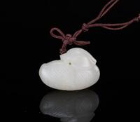 Qing-A White Jade Madarin Duck Pendant